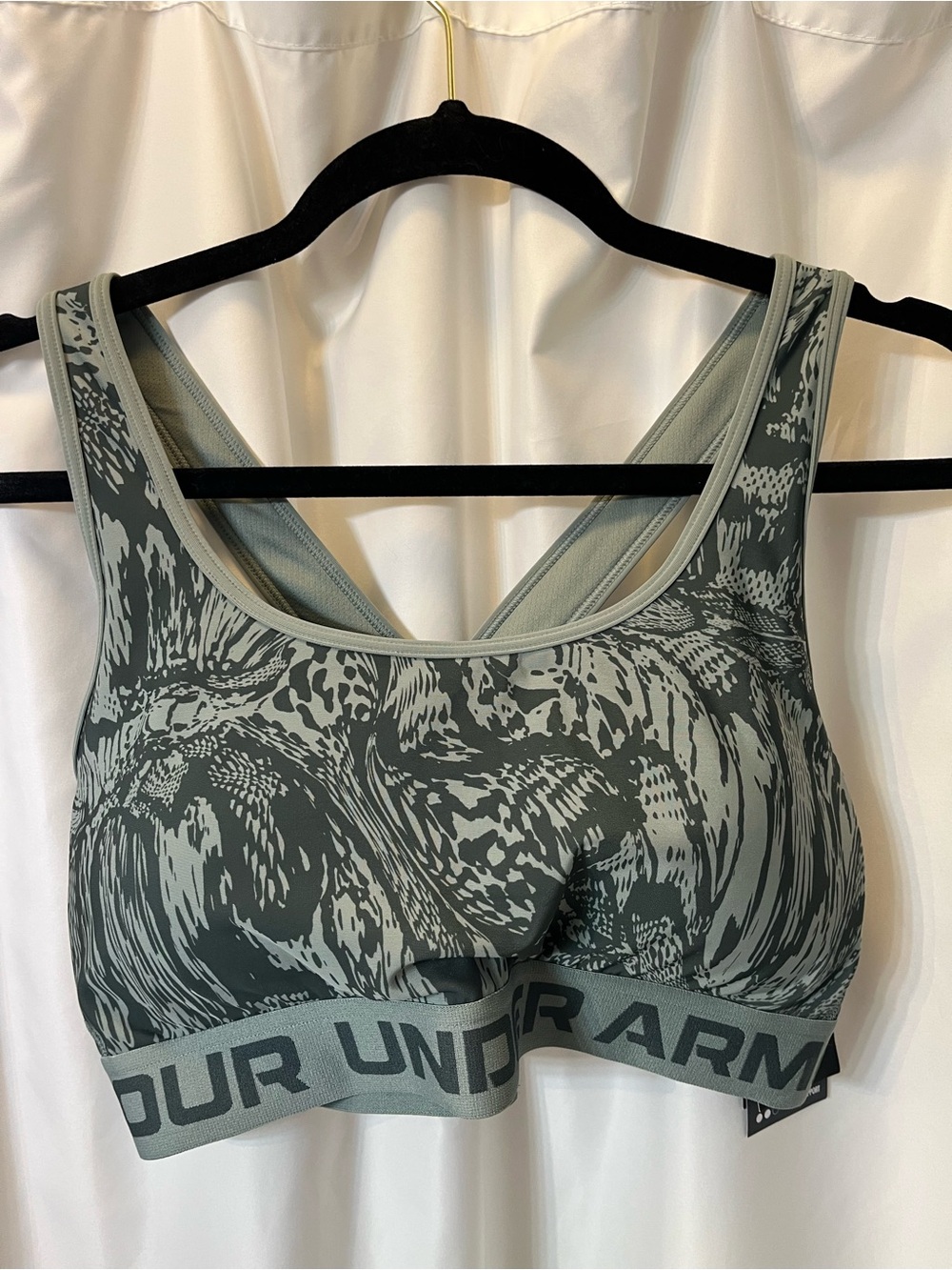 Under Armour Sage Green Patterned Medium Support Sports Bra